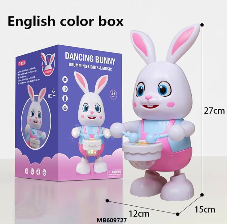 Uskršnji muzički zeka sa svetlecim bubnjevima