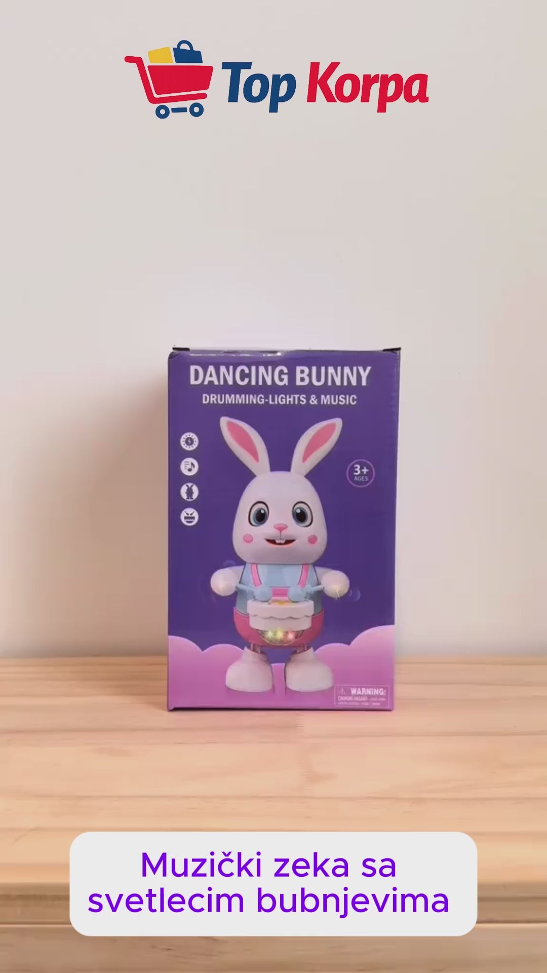 Uskršnji muzički zeka sa svetlecim bubnjevima